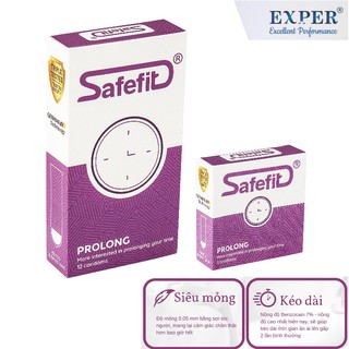 Bao cao su SafeFit Prolong. Bao cao su siêu mỏng tăng thời gian, giúp cuộc yêu thăng hoa