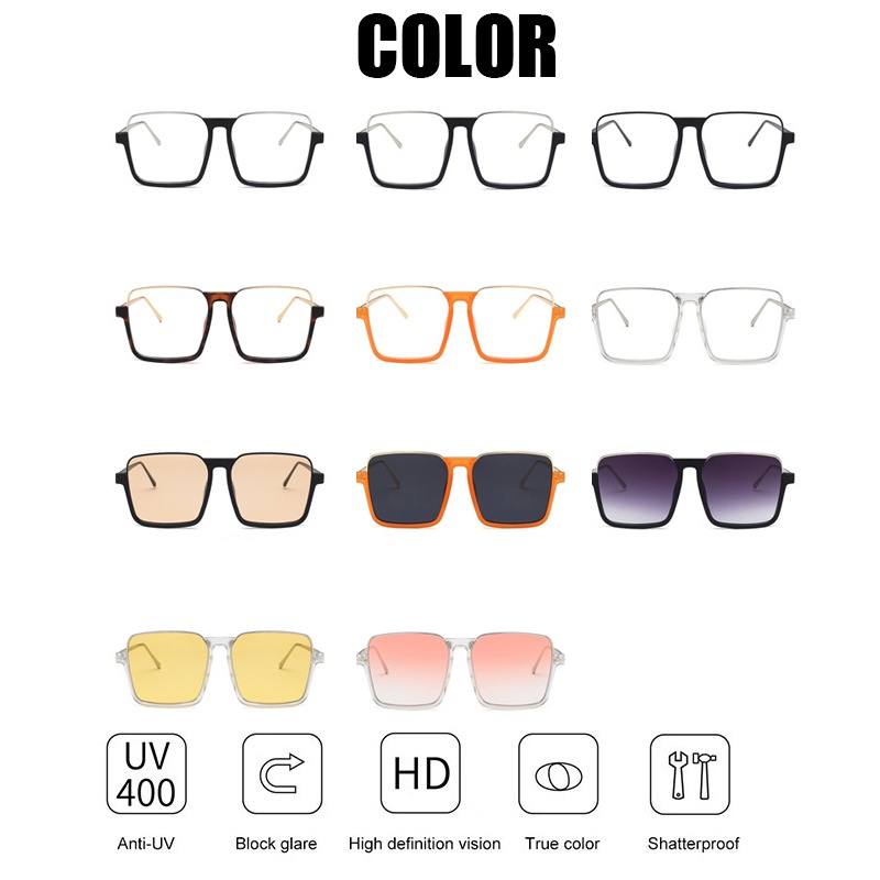【Support Wholesale】COD (AIMURUSI) Kính Mát Gọng Vuông Lớn Chống Tia Uv Thời Trang Hàn Quốc Cho Nam Nữ Kính Cận Thị