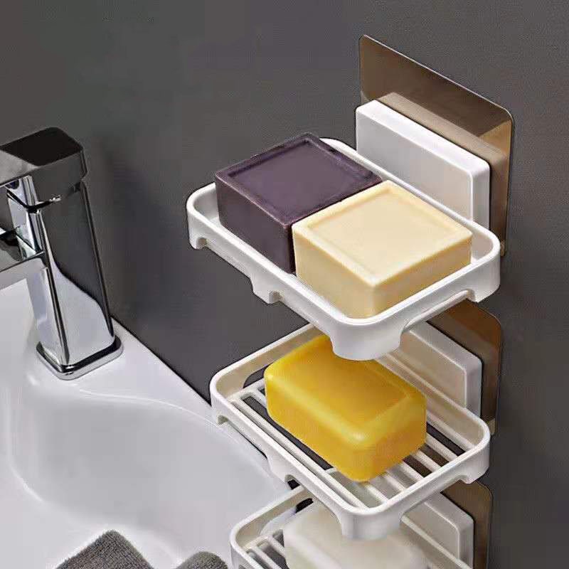 Giá Đỡ Xà Phòng Hai Tầng Dạng Móc Hít Chân Không Gắn Tường Nhà Tắm Tiện Lợi