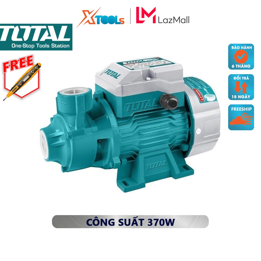 Máy bơm nước Total TWP13706 | máy bơm nước dùng công suất 370W, motor 100% dây đồng, độ hút tối đa 8m[XSAFE][XTOOLS]