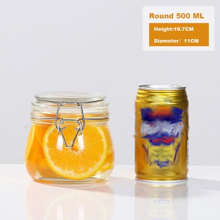 HŨ THỦY TINH NẮP QUAI CÀI KIM LOẠI 500ML ĐỰNG GIA VỊ, THỰC PHẨM, HẠT, NGÂM ĐÀO, SẤU, CHANH ĐÀO MẬT ONG (LỌ, HŨ 500ML)
