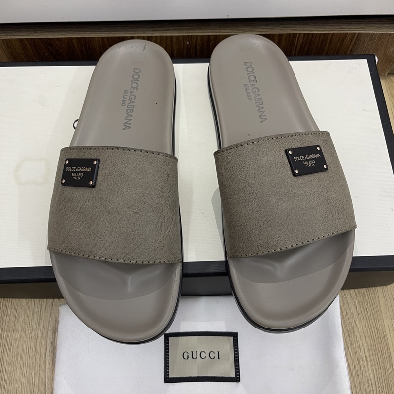 ( DA BÒ Thật ) Dép da nam da bò thật mới nhất đế xám khói kèm ảnh thật )