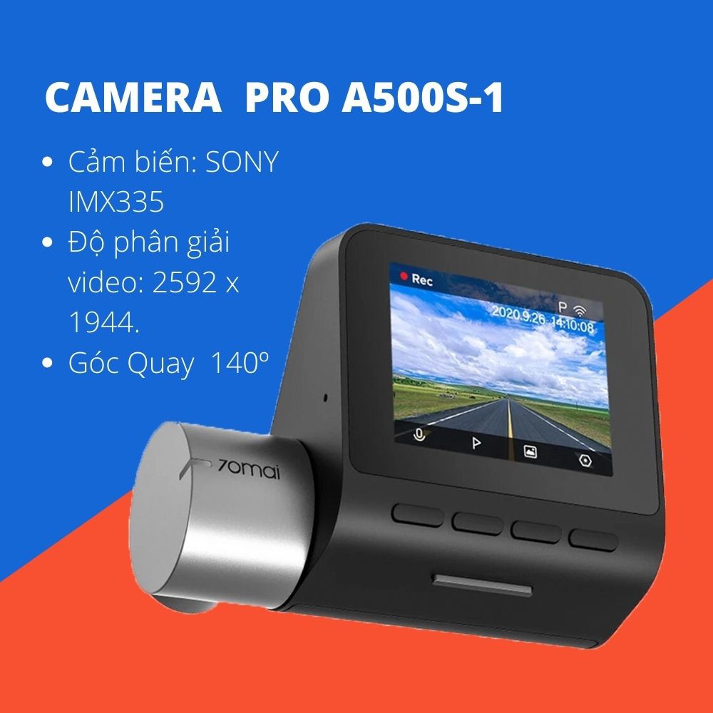 Camera 70mai Dash Cam Pro Plus A500S-1 (hai mặt trước và sau) Có GPS