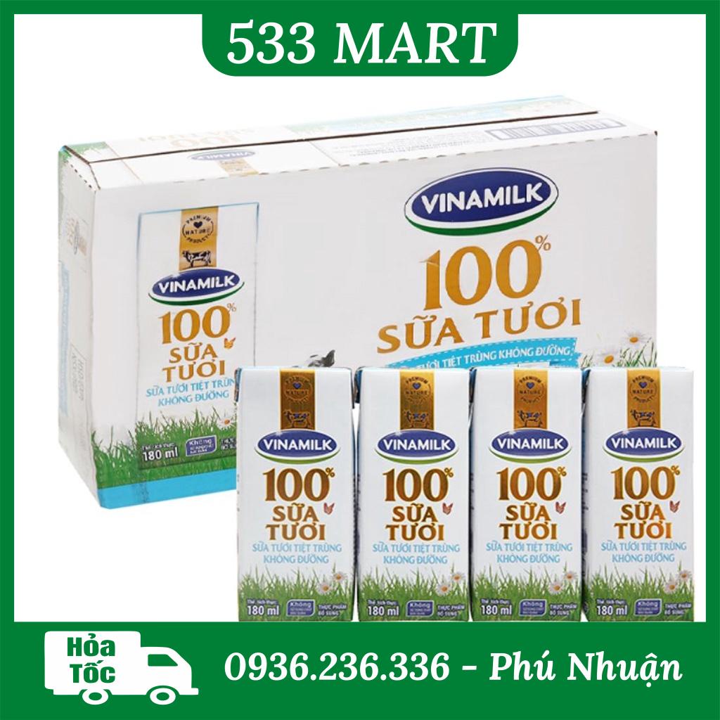 [HỎA TỐC HCM] Thùng 48 hộp sữa tươi tiệt trùng Vinamilk Không đường/ít đường/có đường 180ml