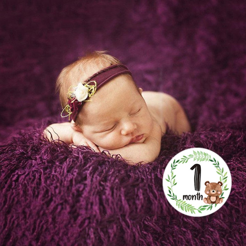 Bộ 12 Miếng Dán Đánh Dấu Cột Mốc Tháng In Họa Tiết Hoa Trang Trí Kỷ Niệm