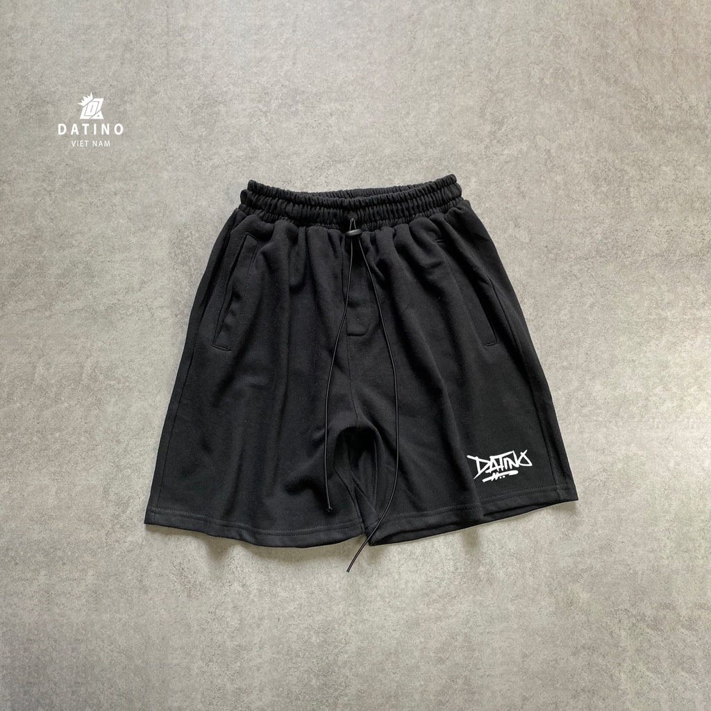Quần đùi thun nỉ Ver2 Signature DATINO 100% cotton da cá cao cấp chất dày dặn co giãn, form mặc trên gối