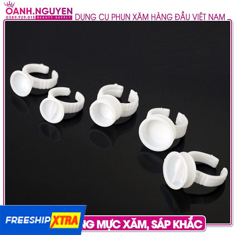 Nhẫn đựng mực xăm, sáp khắc, keo nối mi (100 chiếc/túi)