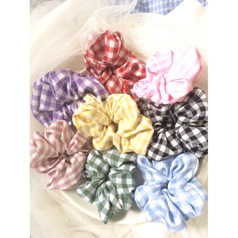 Scrunchies Caro đơn sắc retro