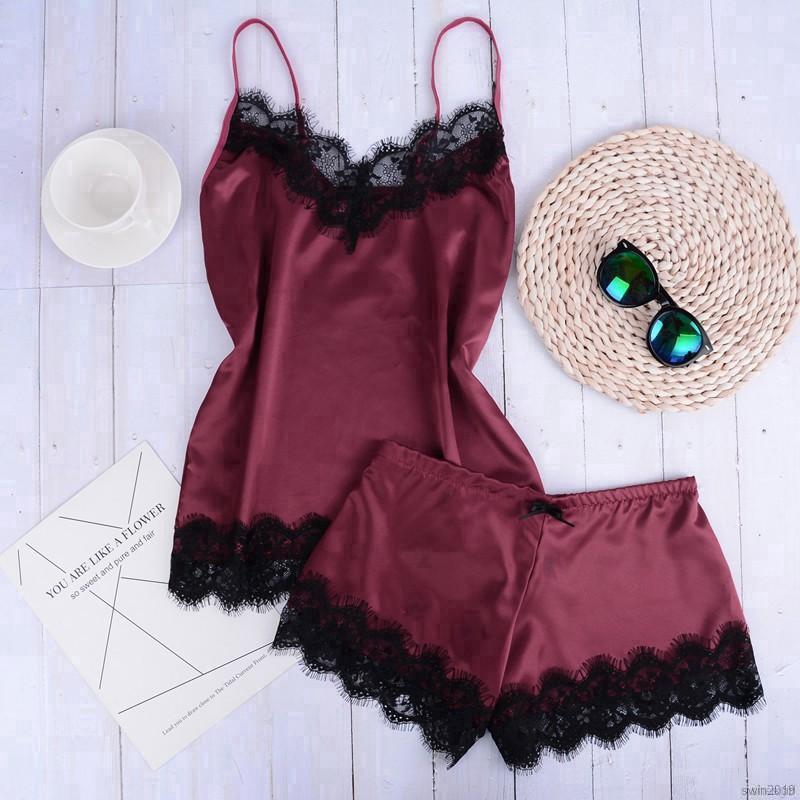 Set Đồ Ngủ Hai Dây Phối Ren Gợi Cảm Cho Nữ