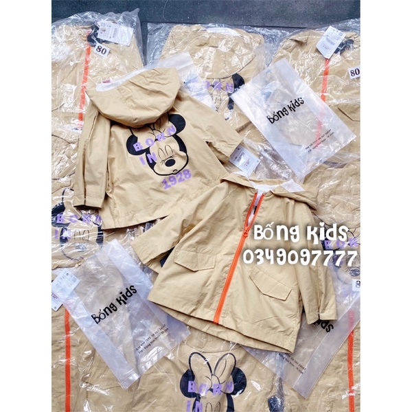 Áo Trench Coat Bé Gái Đáp Lưng Minnie Séc Be Nude ZR