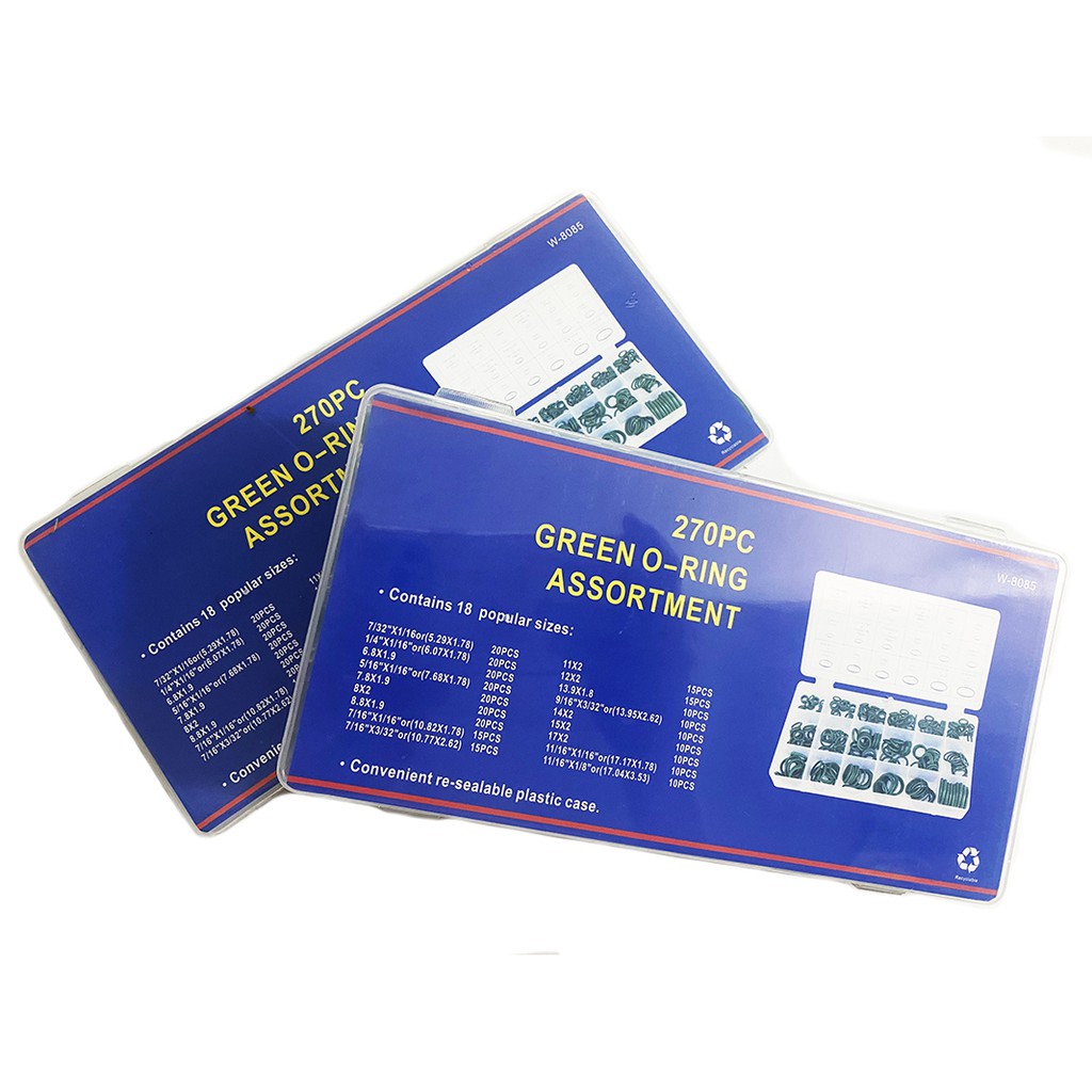 Hộp Ron, gioăng, doang, phom, pon cao su 270 chiếc, 18 kích cỡ,