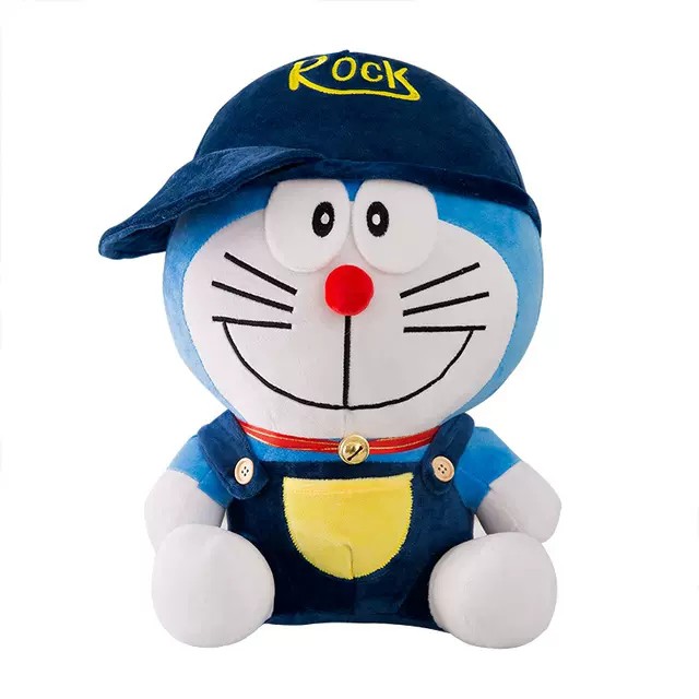 Gấu Bông Mèo Máy Doremon Doraemon Đô rê mon Đội Mũ Rock Dễ Thương Mềm Mịn Quà Tặng