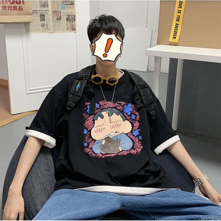 Áo Phông Tay Lỡ Unisex Hình Shin - Hàng Cao Cấp Loại 1, Phong Cách Trẻ Trung ,Chất Liệu Thun Cotton Dày Mịn Thoáng Mát | BigBuy360 - bigbuy360.vn