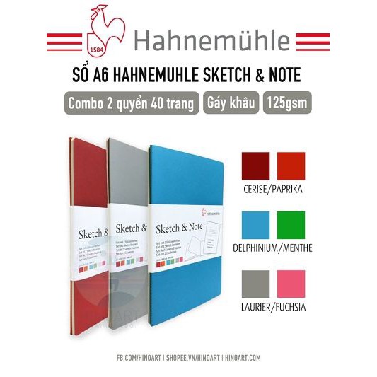 Set 2 sổ Sketch &amp; Note Hahnemuhle A6 - 125gsm - 40 trang