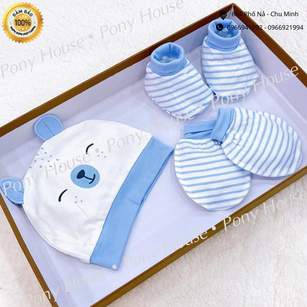 Set Bao Tay, Bao Chân, Mũ Moon Petit - Phụ Kiện Mũ, Bao Tay Bao Chân Cho Bé Trai Bé Gái Sơ Sinh Chất Petit  Siêu Mềm Mịn