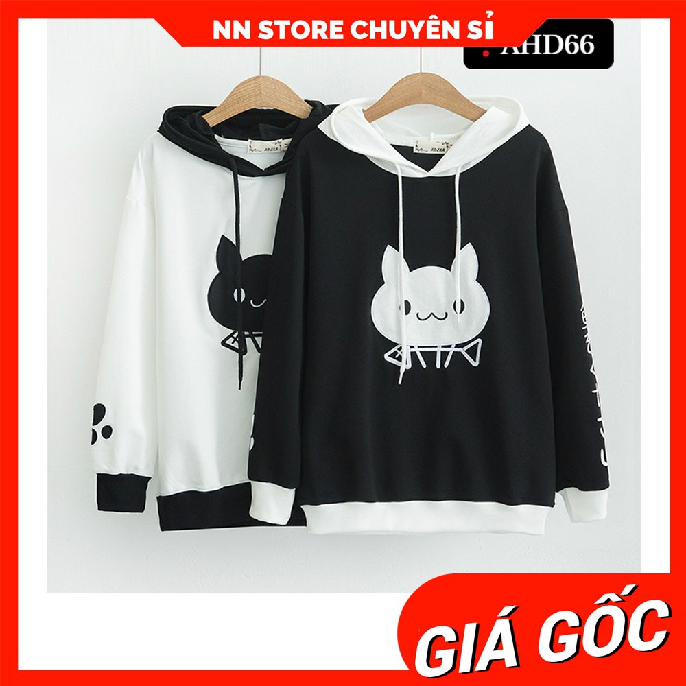 ÁO HOODIE MÈO ĂN XƯƠNG DỄ THƯƠNG AHD66 ⚡ ẢNH THẬT⚡ ÁO NỈ CHUI ĐẦU ⚡ ÁO HOODIE UNISEX