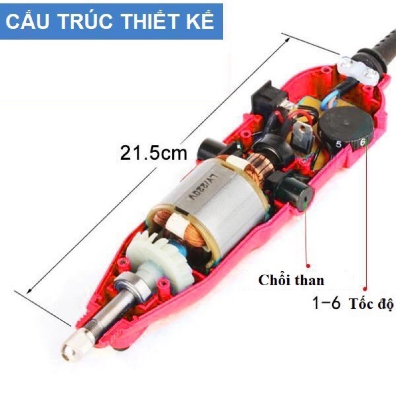 Máy khoan mài cắt mini đa năng Acz--6058 180w (6 tốc độ 100 chi tiết)