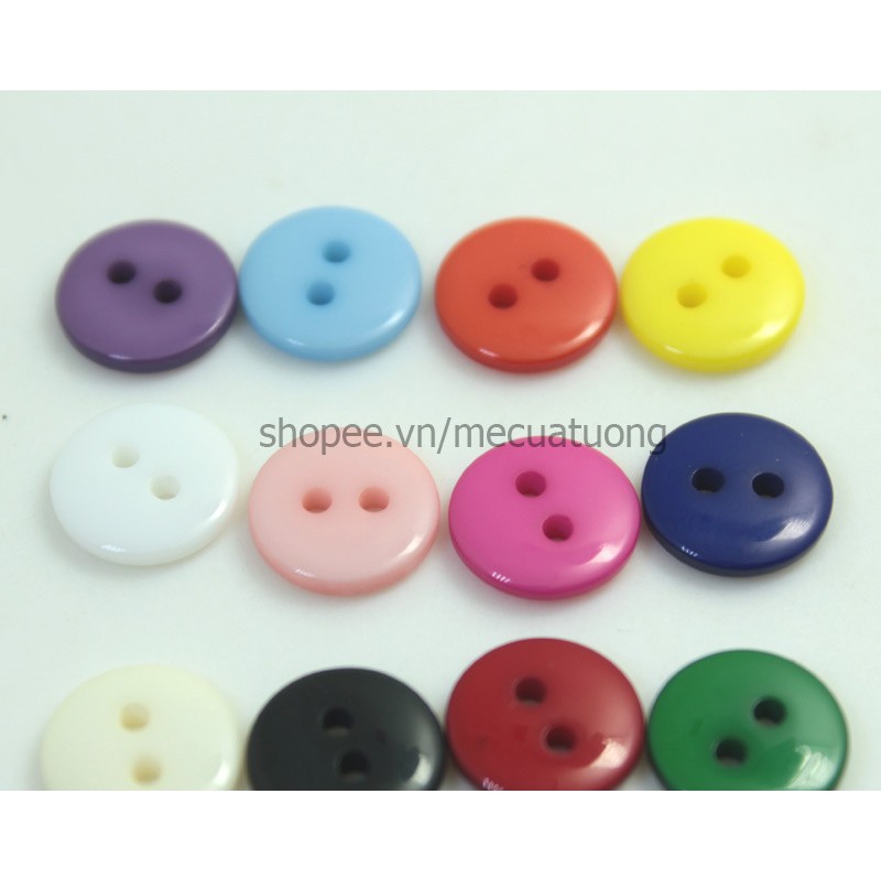 50 Khuy nút cúc nhựa 2 mắt 12 màu dùng cho áo len, áo sơ mi người lớn trẻ em size 10mm