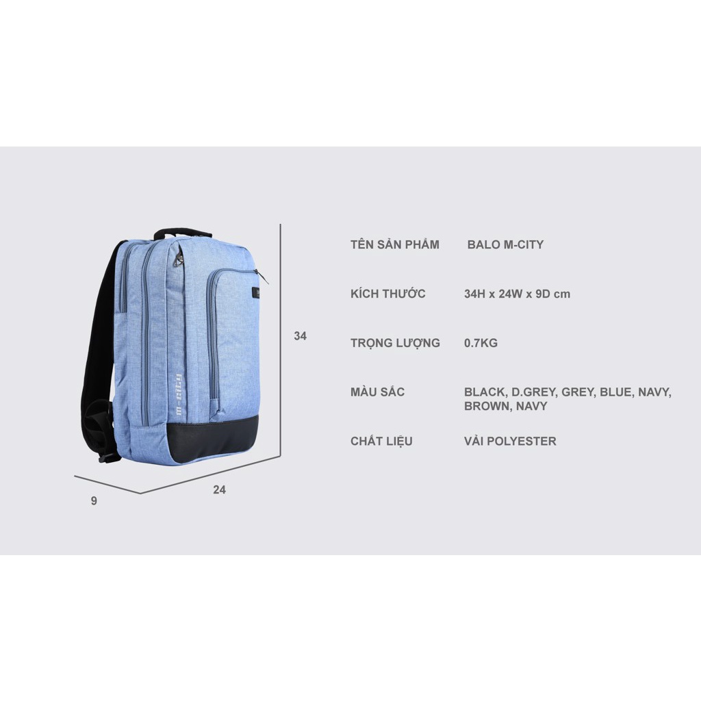 [SIMPLE CARRY CHÍNH HÃNG] Balo laptop 14 inch Hàn Quốc SIMPLE CARRY M City màu đen siêu nhẹ chống thấm nước