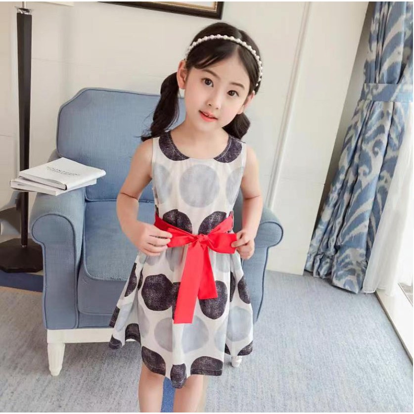 Váy đầm công chúa nơ đỏ style Hàn Quốc thời trang mùa hè cho bé gái Gifted Gift