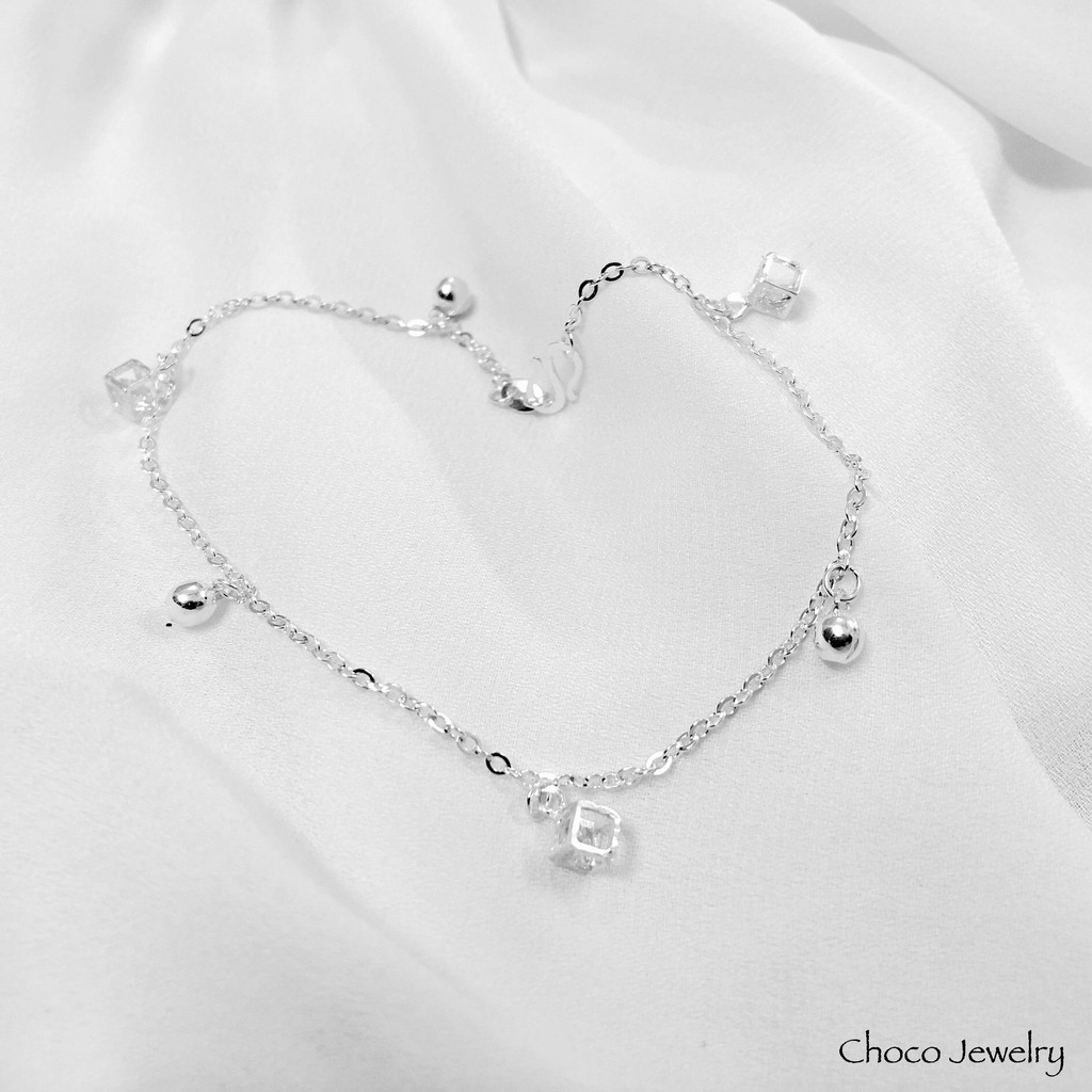 Lắc chân bạc lập phương Choco Jewelry