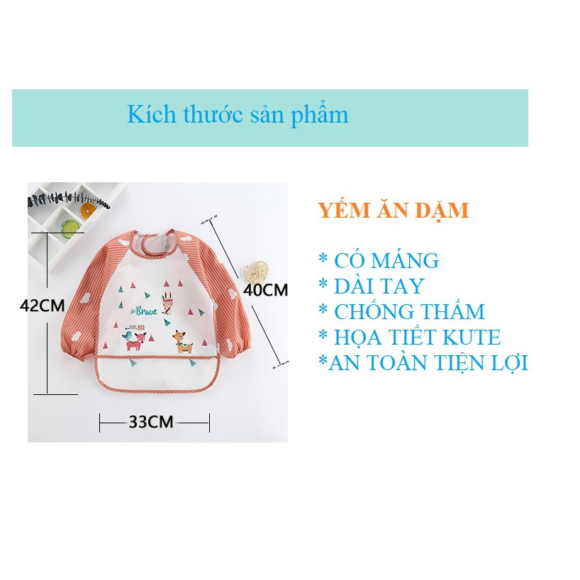 Áo Yếm Ăn Dặm BLW Cao Cấp Chống Thấm Nước, Có Máng Chứa Thức Ăn Rơi