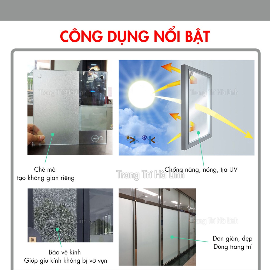 Giấy dán kính mờ chống nhìn trộm, decal kính mờ văn phòng cát nhám dán cửa kính cửa sổ phòng ngủ đẹp giá rẻ