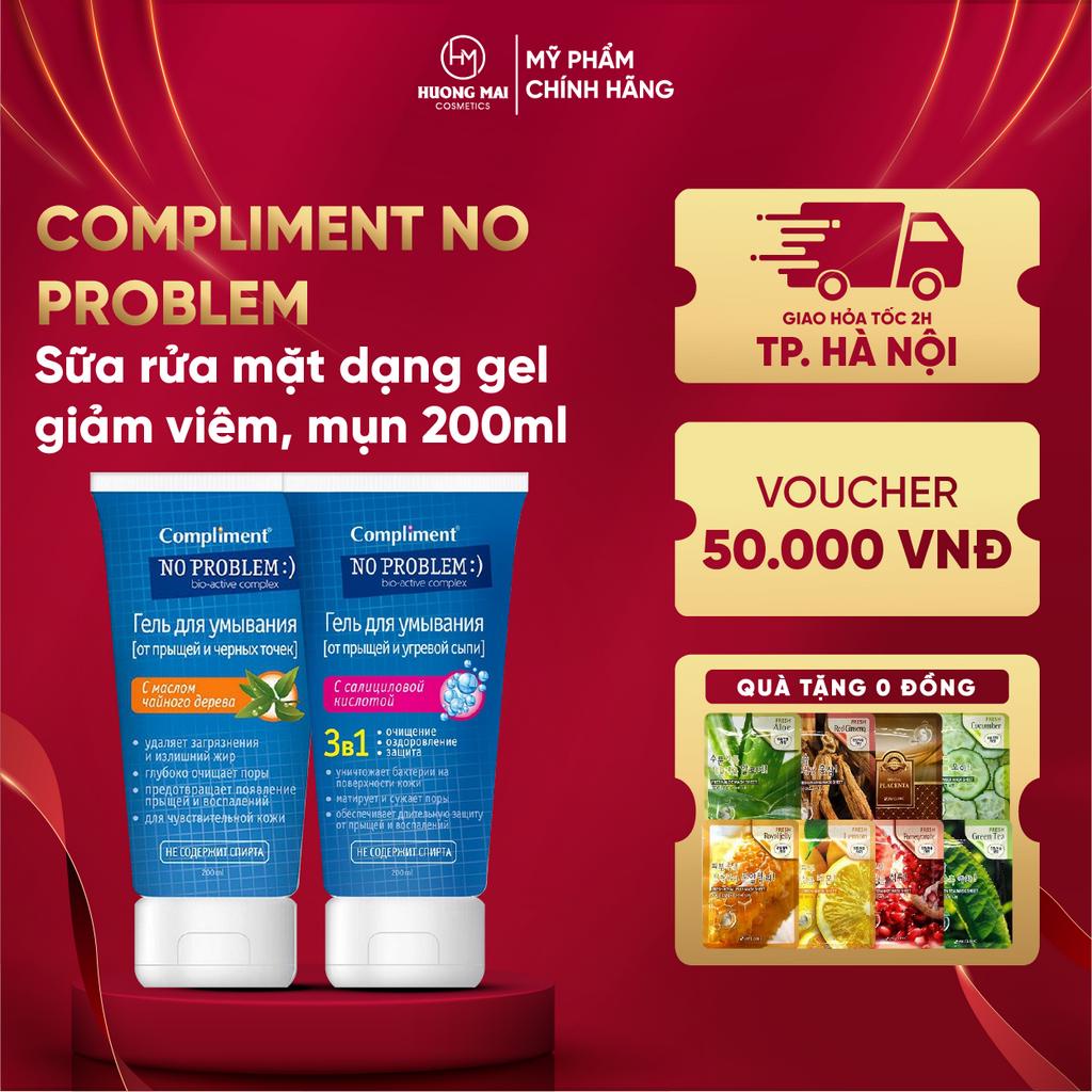 Sữa rửa mặt Compliment No Problem dạng gel giảm viêm, mụn
