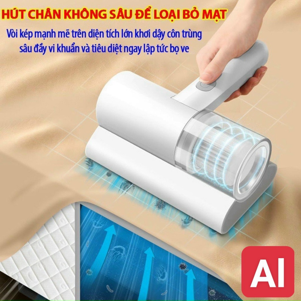 Máy hút bụi giường, nệm, sofa công suất 50W không dây, diệt khuẩn bằng tia UV, hút ẩm Cầm tay tiện lợi