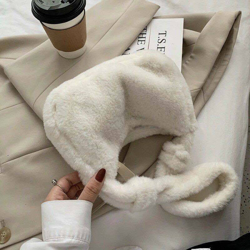 TÚI XÁCH LÔNG ĐEO VAI KẸP NÁCH MÀU ĐEN TRẮNG KEM