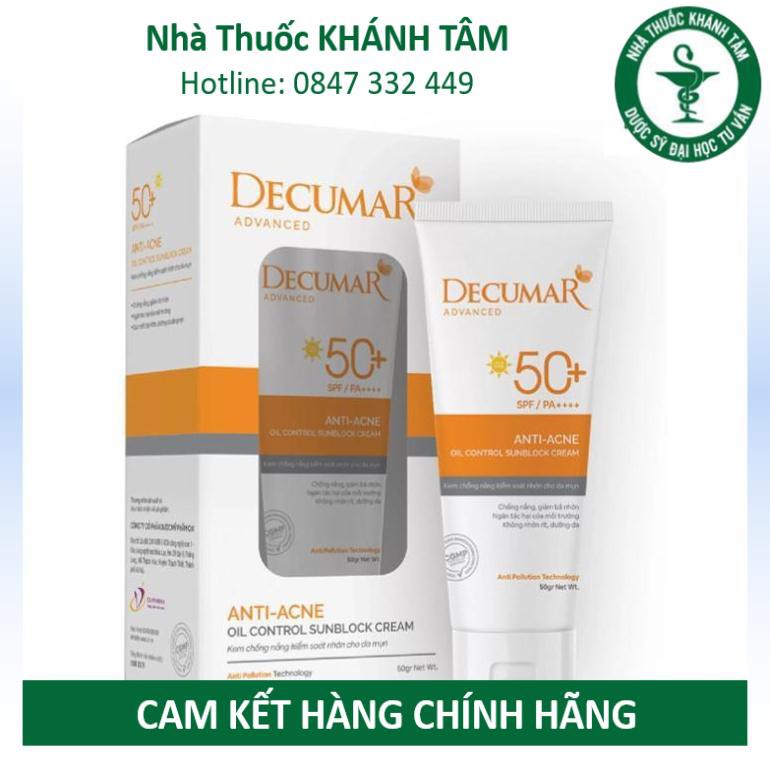 ! [New_Decumar Advanced] Kem chống nắng kiểm soát nhờn cho da mụn, ngừa mụn (Chai 50g) [Decuma, sunblock] ! !