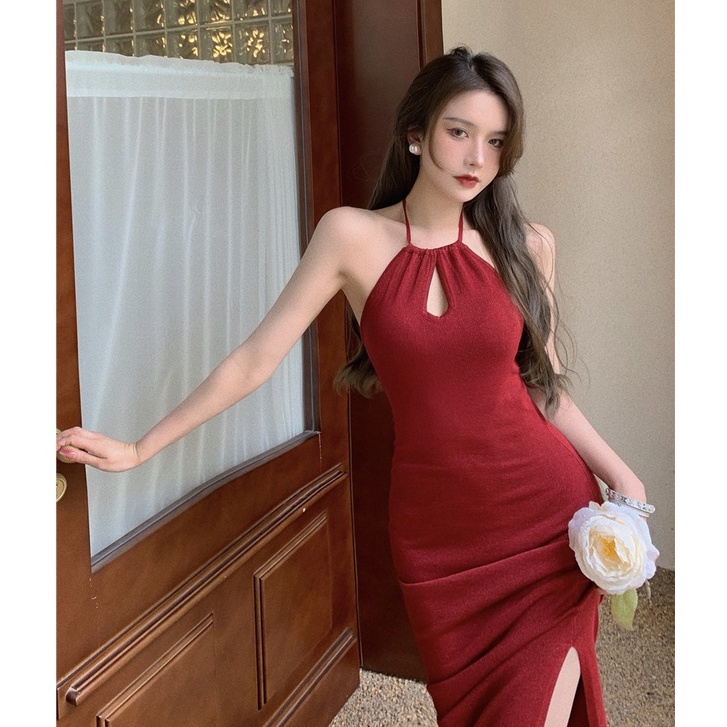Đầm ôm body cổ yếm quyến rũ cho nữ