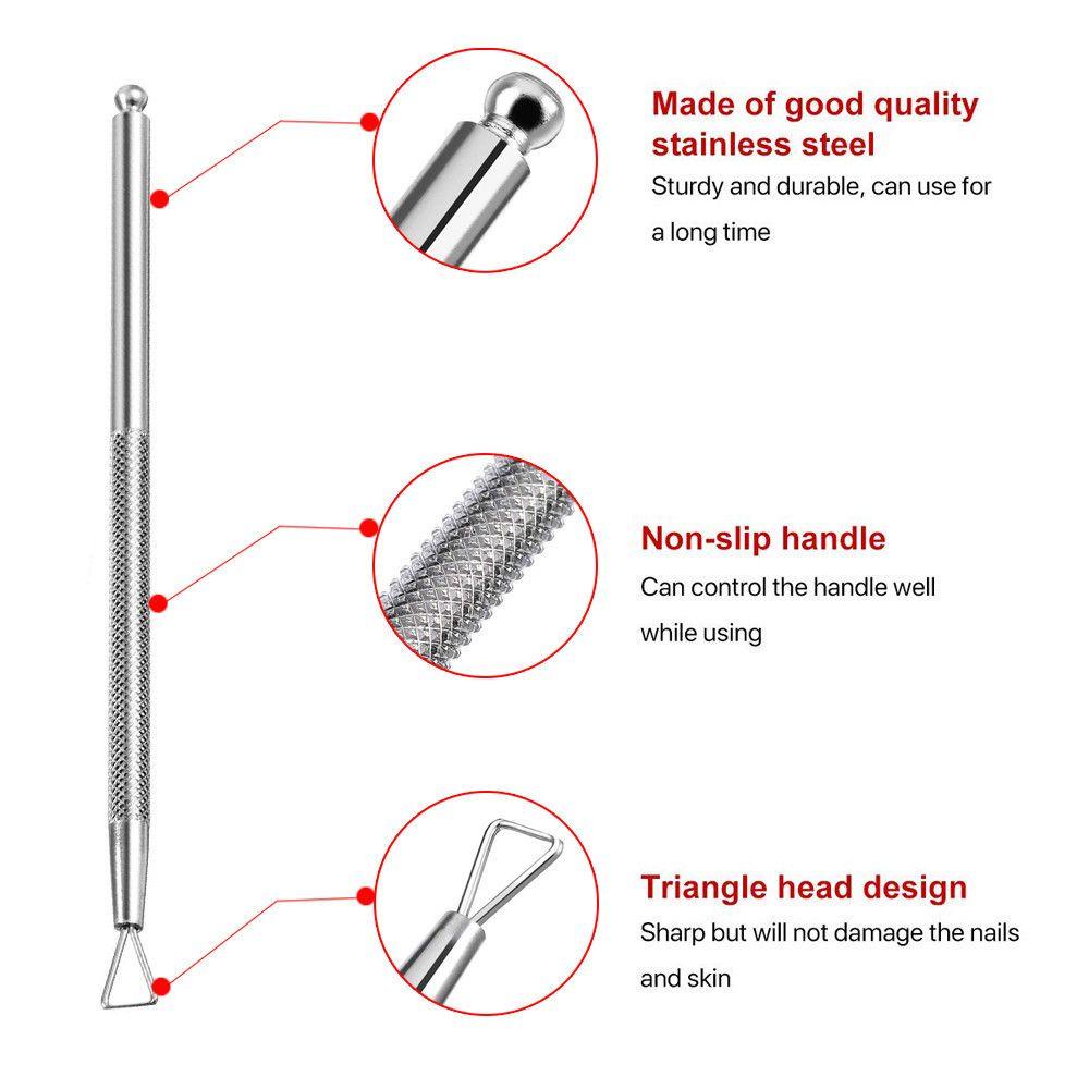 OKDEALS Bộ 2 Que Tẩy Sơn Móng Tay Bằng Thép Không Gỉ