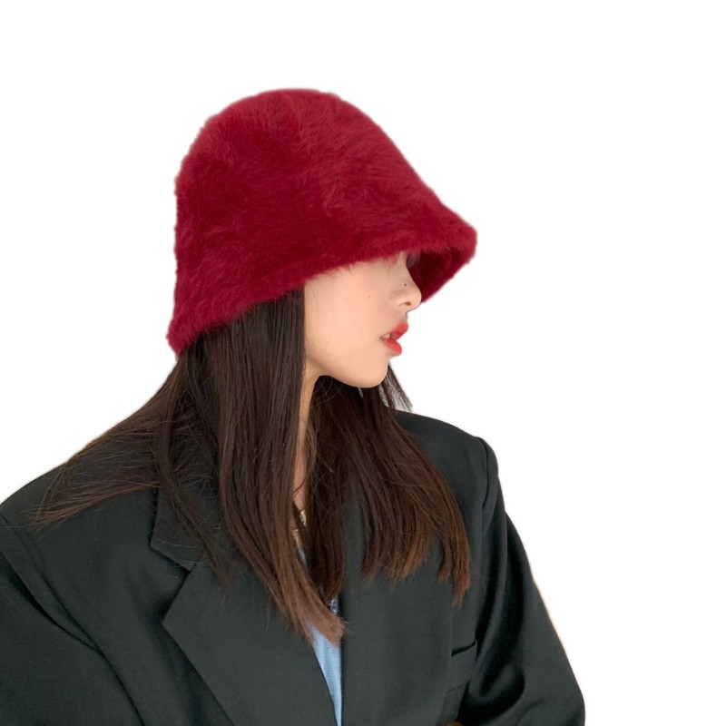 Nón xô phối lông thú thời trang mùa đông cho nữ