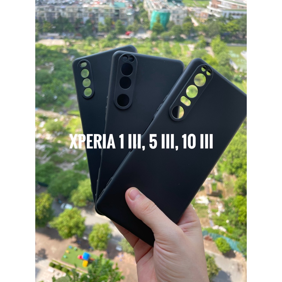 Ốp lưng silicon đen cho Sony Xperia 1 III, Xperia 5 III, Xperia 10 III khoét riêng từng mắt camera.