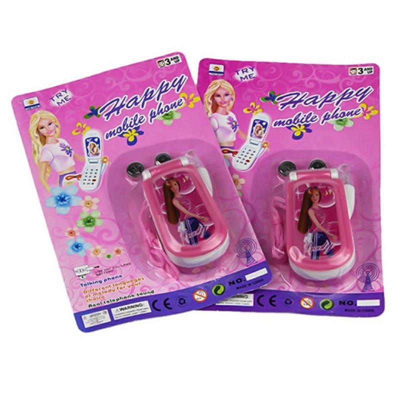 Điện Thoại Đồ Chơi Hình Búp Bê Barbie Có Đèn Và Nhạc Cho Bé