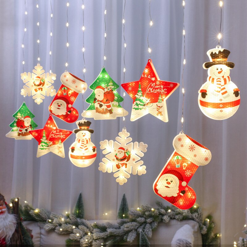 Dây Đèn Led 1.65M 10 Bóng Hình Ông Già Noel Trang Trí Cây Thông Noel
