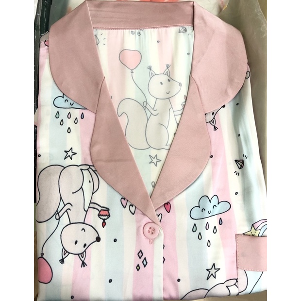 🌸 Vải xịn 🌸  Bộ đồ mặc nhà Pijama sleepwear lụa cao cấp tay nhún quần đùi cộc mặc bao mát mùa hè