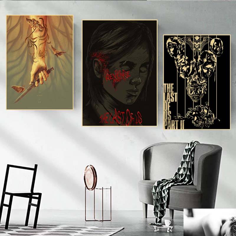 The last of us Poster Giấy kraft Treo Tường Trang Trí Phòng Khách Quán Cà Phê Phong Cách retro