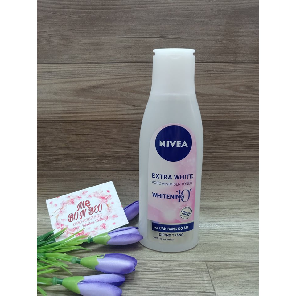 Nước hoa hồng Nivea giúp dưỡng trắng da &amp; se khít lỗ chân lông 200ml