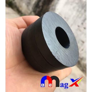 Nam Châm Ferrite Ø 50x6 Lỗ 22 - Nam Châm Đen Y30
