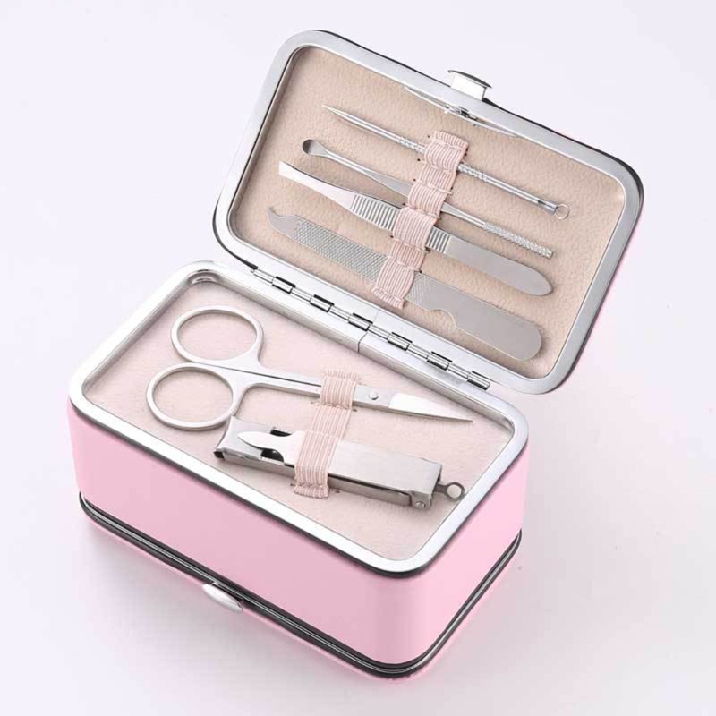 Hộp Đựng Trang Sức Làm Móng Bằng Da PU 2 Tầng Có Gương Soi