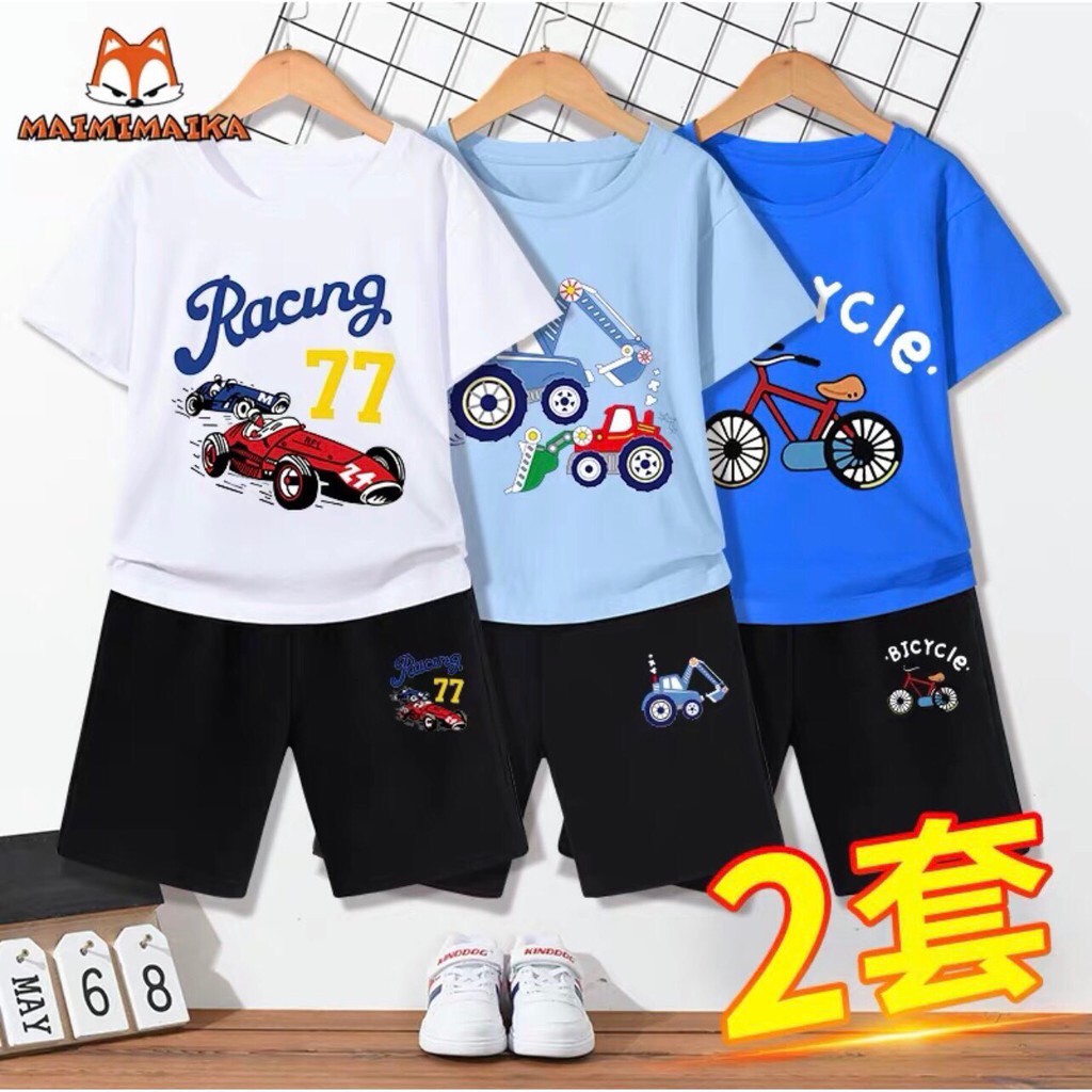 Bộ Đồ Bé Trai  Hàn Quốc In Xe Đua  Phong Cách Thời Trang Cho Bé ❤️ Chất Thun Cotton Lạnh Co Giản 4 Chiều Cho Bé Từ 18-4