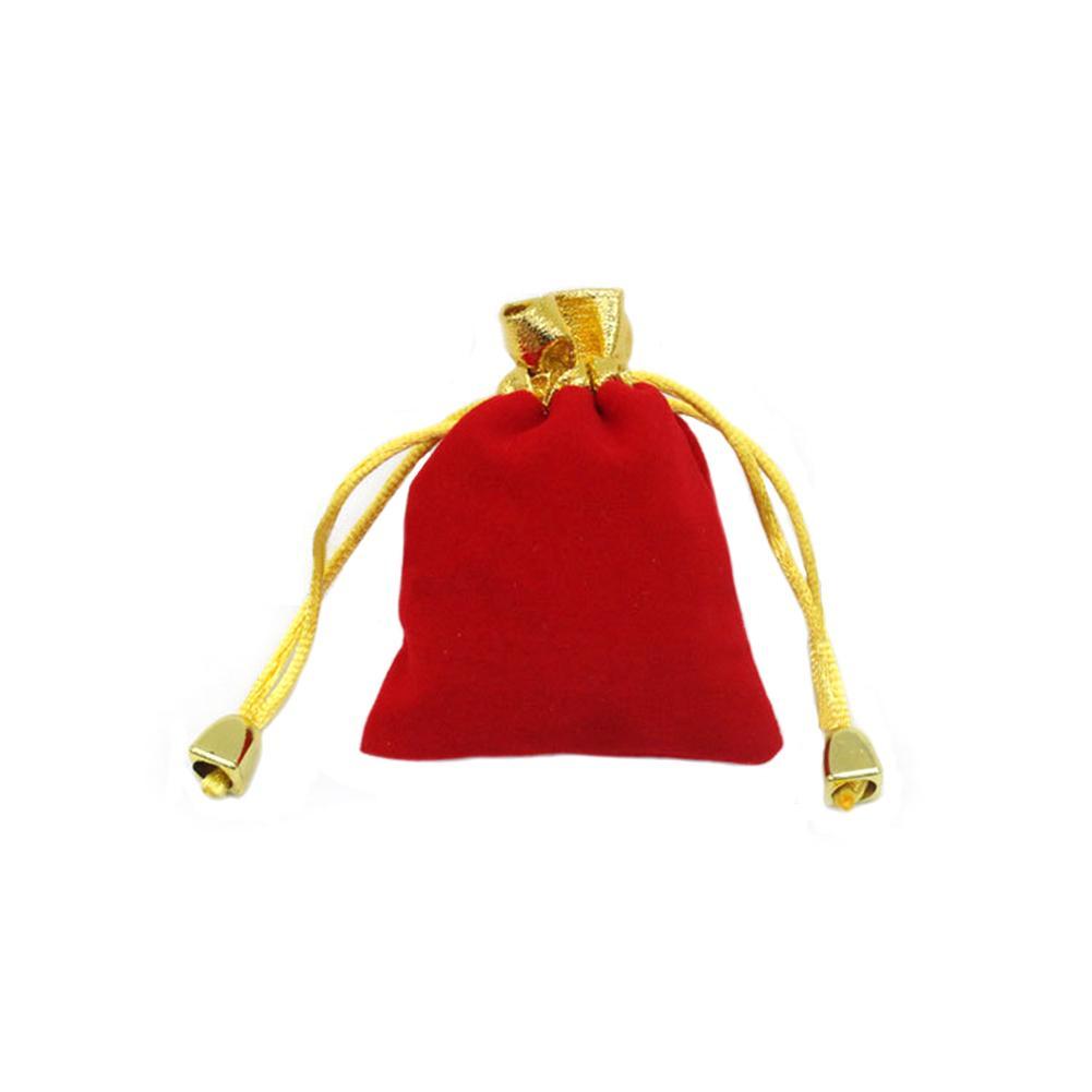 Túi nỉ cao cấp màu đỏ đựng đồ trang sức vàng có dây rút