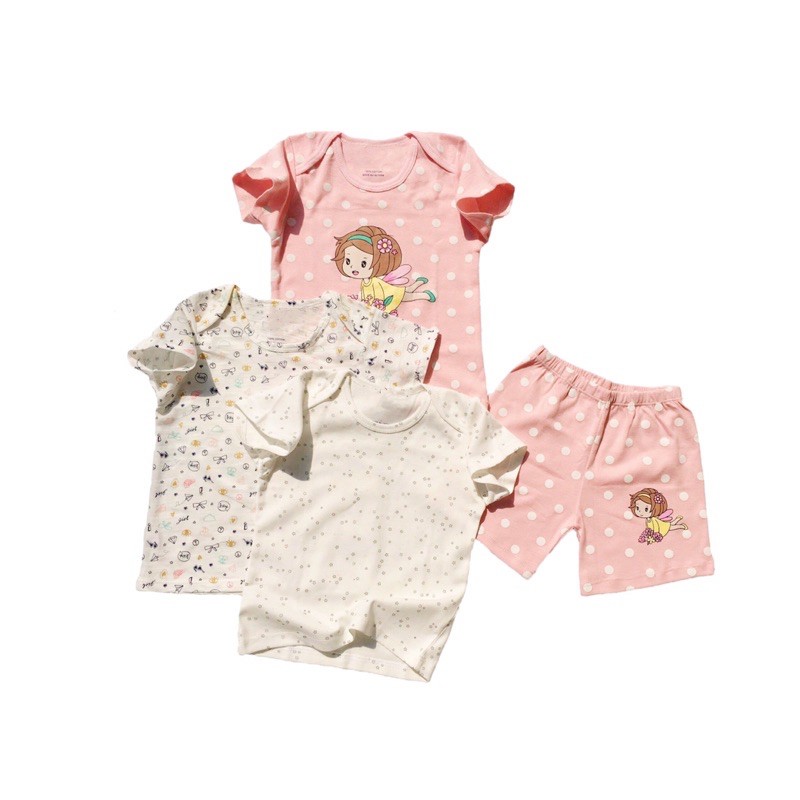 Bộ Đồ Thun Cotton Tay Ngắn Quần Ngắn Bé Sơ Sinh Gái BabyBean MẪU NGẪU NHIÊN