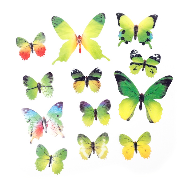 Túi 12 Miếng Dán Tường Hình Bướm 3D Nhiều Màu Sắc Dùng Trang Trí Phòng Khách