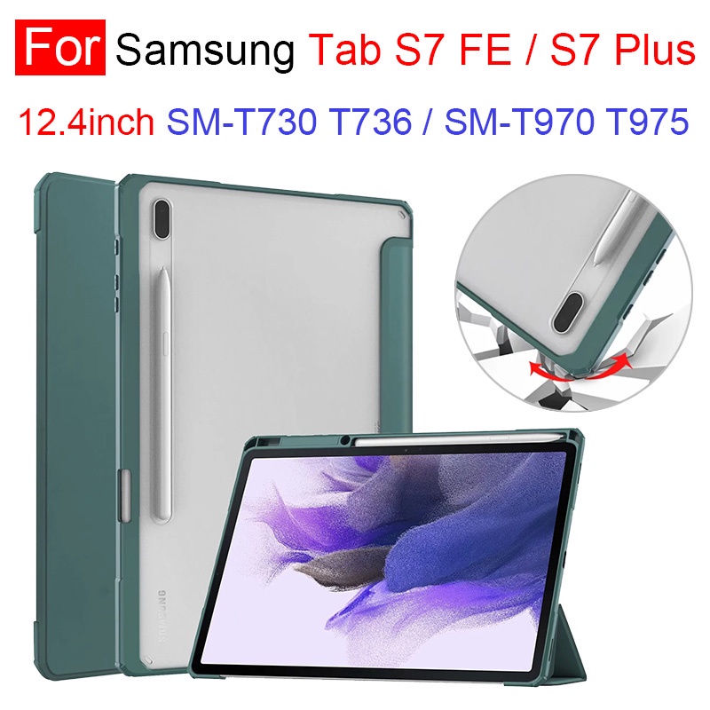 Bao Da Máy Tính Bảng Siêu Mỏng Chống Sốc Cho Samsung Tab S7Fe 12.4inch T730 T736 S7 Fe 2021 Tab S7 Plus T970 T975 Giá Đỡ