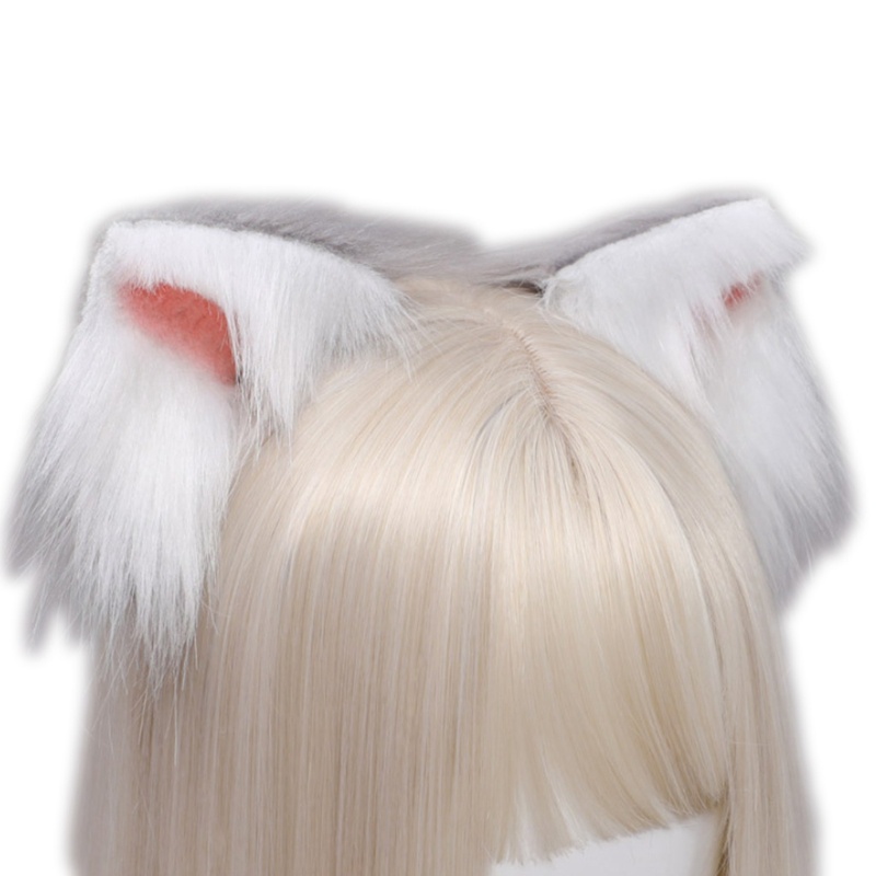 Kẹp tóc tai mèo phối lông giả phong cách Lolita