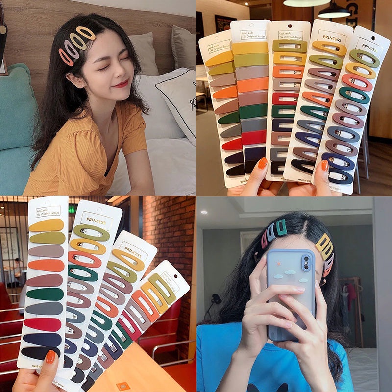 10 Kẹp tóc làm từ nhựa acrylic màu đục đơn giản thời trang Hàn Quốc 2021 cho bé gái
