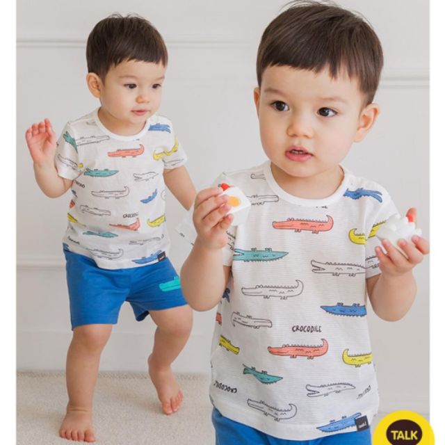 Bộ Pyjama Cordi-i cộc mẫu cá sấu xanh